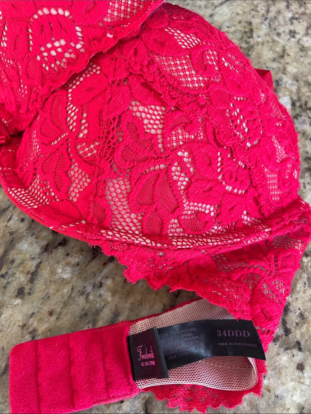 Frederick's of Hollywood Hot Pink Floral Lace Underwire Bra